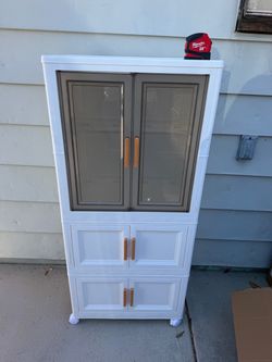 White Plastic Storage Cabinet with Doors