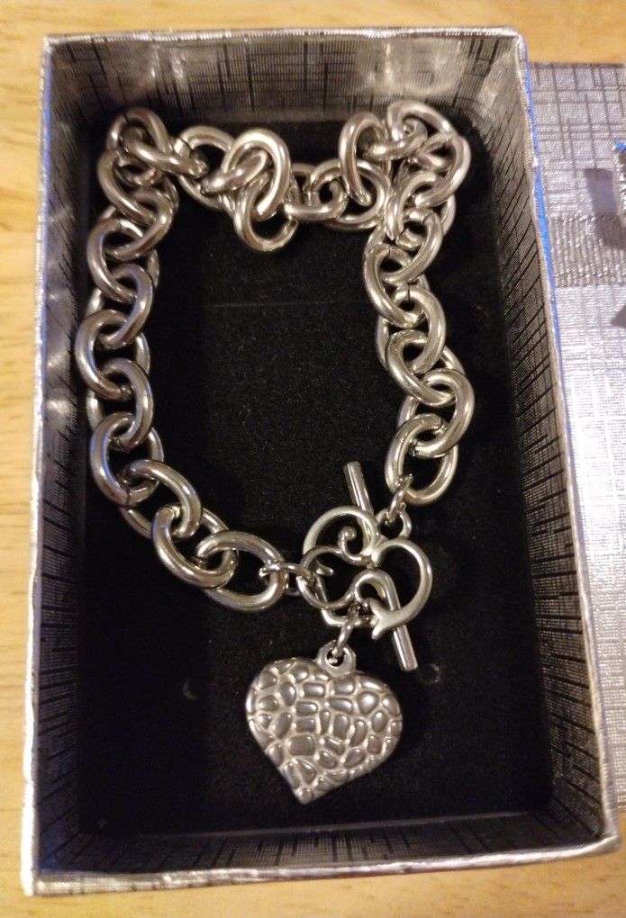 Heart Charm Alloy Bracelet $13