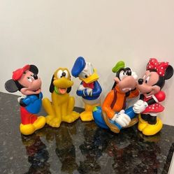 VNTG Lot of 5 Disney Characters Baby Rubber/Plastic Bath Toys 6&quot; 