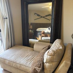 Pottery Barn Floor Mirror -Oversized, Leather Frame 