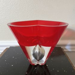 Tarnow Valentine’s Red Heart Oil Lamp Poland Art Glass