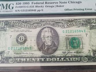 1985 Federal Reserve Note Offset Printing Error