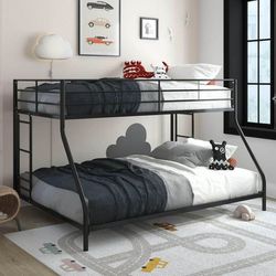 Mainstays Small Space Junior Twin over Full Metal Bunk Bed, Black, Silver, White