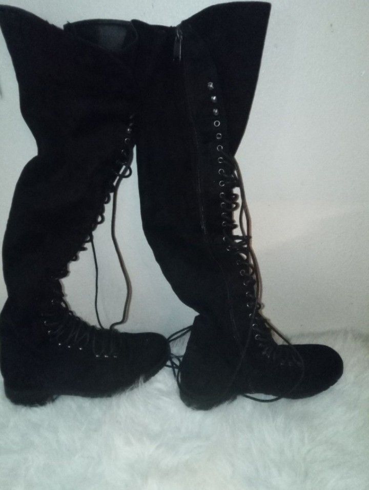 Womens Black Thigh High Boots