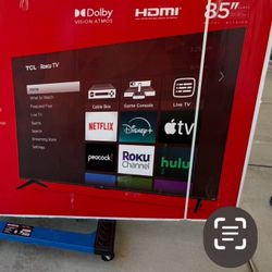 85 Tv $55 Down On Finacing Free Delivery 6 Month Warranty.  85 Tcl Smart 4k Hdtv 