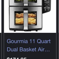 Gourmia 11 Quart Dual Basket Air Fryer