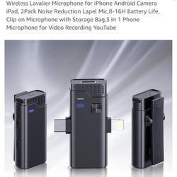 Wireless Lavalier Microphone For iPhone Androids Camera iPad