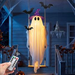 Halloween Ghost Decor with Bat & Hat - 11 FT Large Hanging Swinging Ghost
Outdoor Halloween Decor