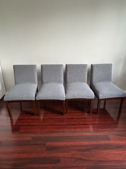 Set of 4 Gray Upholstered Dining Chairs – Modern Style, New Covers!
