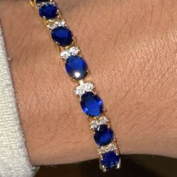 14K Sapphire & Diamond Tennis Bracelet