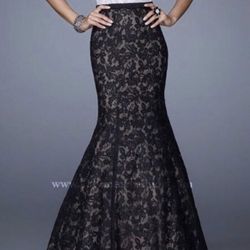 #Prom - New Beautiful La Femme French Lace Strapless Dress