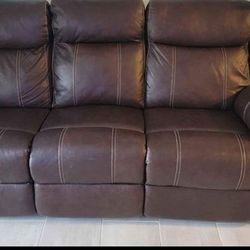 Like New Leather Reclining Couch 