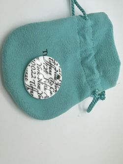 Tiffany Co Fifth Avenue New York Notes White Bone Circle Disc Pendant Charm