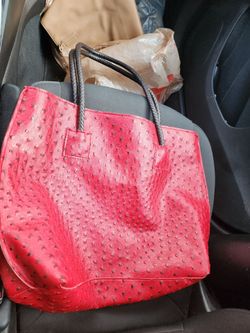 Women's Tote bags - Red/Pink – Red faux ostrich leather tote bag