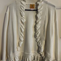 Ruby Red Ruffled Ladies XL Cardigan Sweater