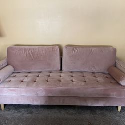 Mid-Century Modern Blush Pink Couch