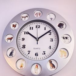 BRAND NEW 12” Farm Animal Wall Clock (cow, pig, rooster, etc.) – $22
