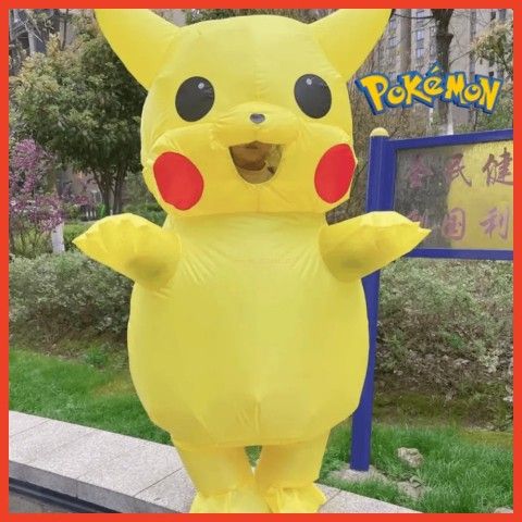 Adult / Teen Size Inflatable Pikachu w/ Red Stripes Halloween Costume Pokemon Cosplay