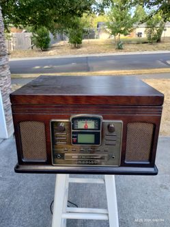 Crosley all in one stereo. FM-AM Radio, record player, CD player and recorder and cassette tape player.