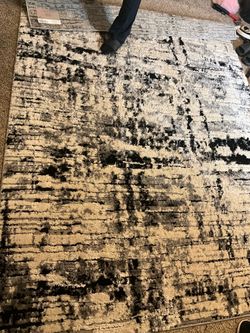 6’6” x 9’2” Modern Abstract Area Rug - Ivory, Gray & Black