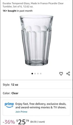 Duralex Tempered Glass, Made In France Picardie Clear Tumbler, Set of 6, for $15 or 120 cups $250
