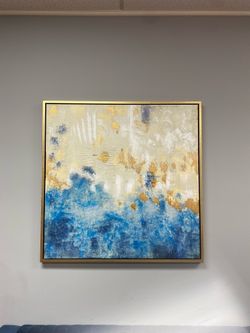 Painting : blue and cream tones with hints of gold 3.3 x 3.3