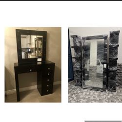 Vanity Set With Full Body Mirror And Shelf’s 