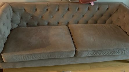 Green velvet sofa