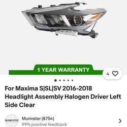 2017 Nissan Maxima Left Side Headlight