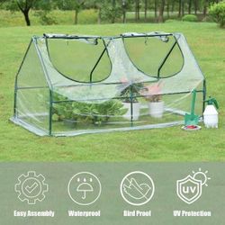 6 ft. W x 3 ft. D x 3 ft. H Portable Mini Greenhouse Kit with 2 Roll-up Zipper Doors, Transparent