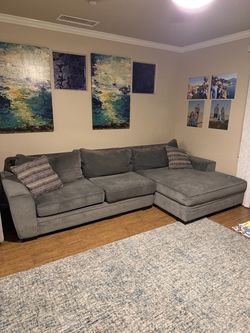 Couch L-shape blue grey