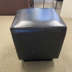 Black Leather Cube Ottoman (4x Available)