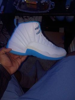 Air Jordan 12 White Light Blue Sneakers