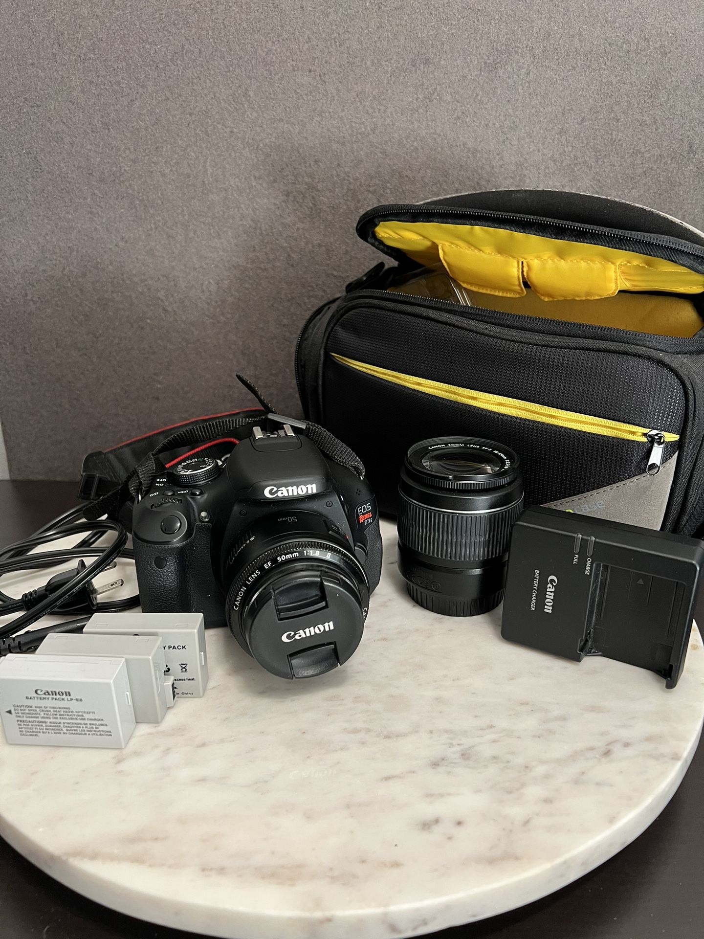 Canon Eos Rebel 3ti, 50mm 1:1.8 Lens, 18-55mm Lens