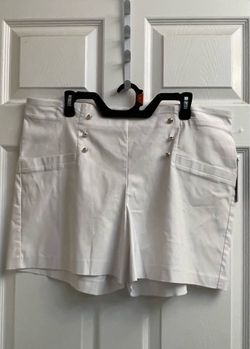 Brand new Ladies white shorts with gold-tone buttons size XL