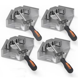 Corner Clamp, 4pcs 90 Degree Right Angle Clamp with Adjustable Aluminum Alloy Swing Jaw, Single Handle Clamps for Woodworking Tools Photo Framing, Pre