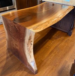 Walnut waterfall for kitchen island extension