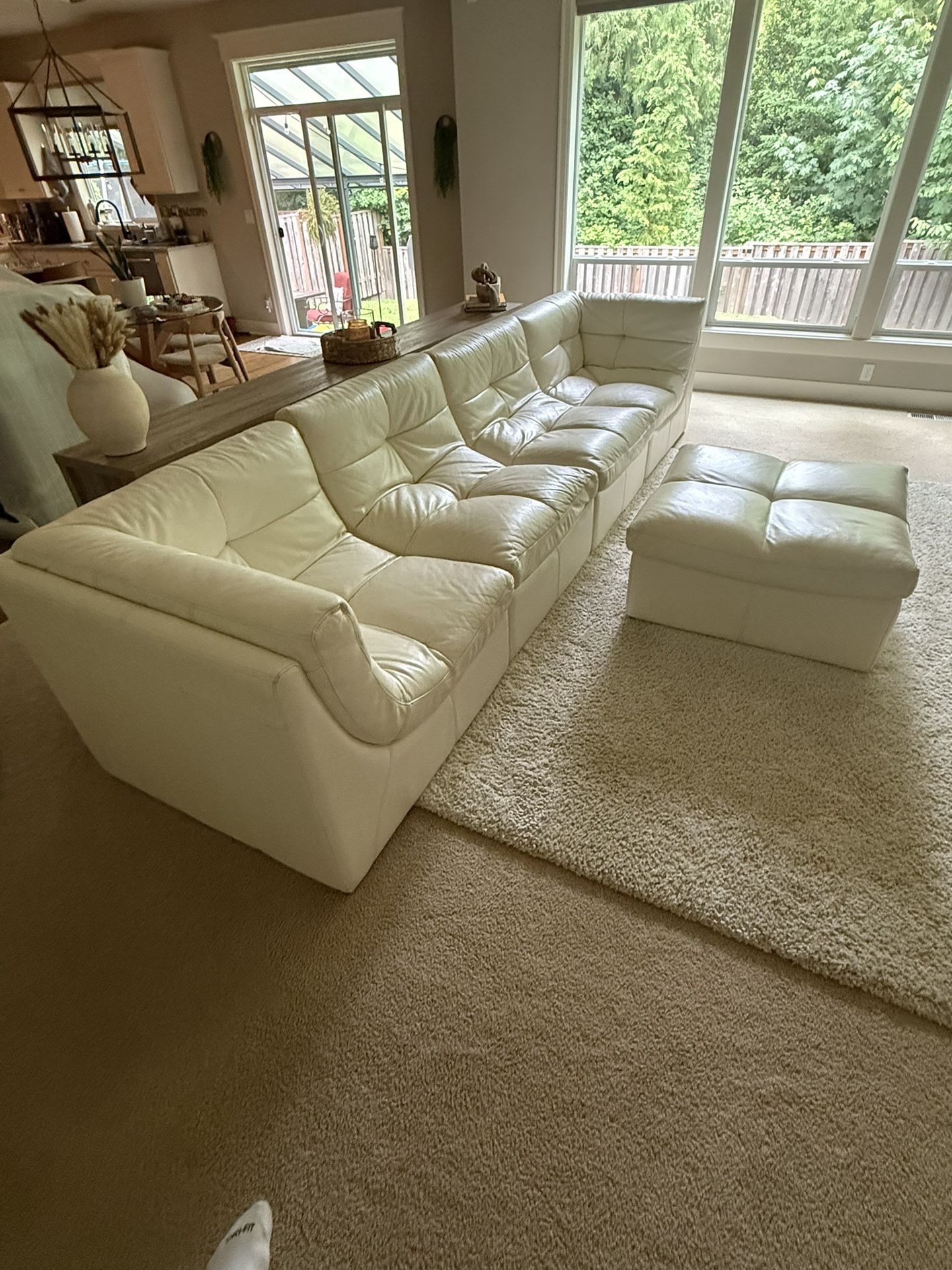 Z Gallerie White Authentic Leather Convo 5-Piece Modular Sofa