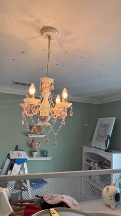 Pink Crystal Chandelier- Girls Room Style