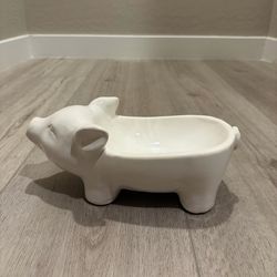 Cute White Ceramic Pig Shaped Bowl / Planter Pot for Home Decor