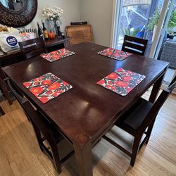Counter-Height Dining Table w/ 6 Chairs – Foldable Center!