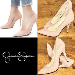 Jessica Simpson plush pink suede pointed-toe stiletto pumps size 7