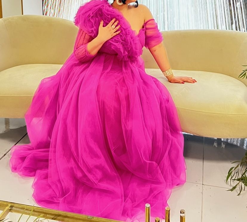 Beautiful Unique Fuchsia A-Line Gown size 12-14