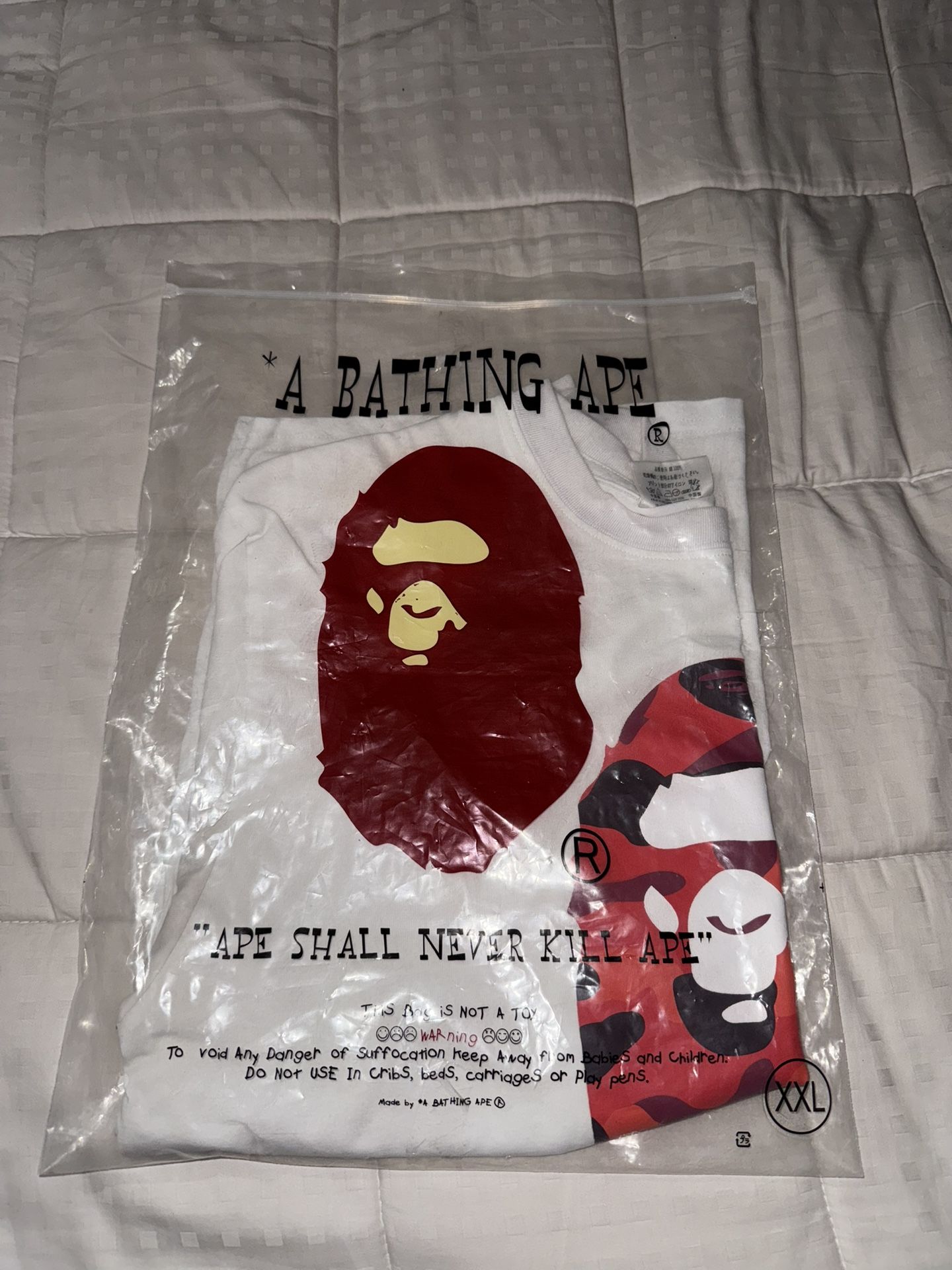 Red and White bape shirt