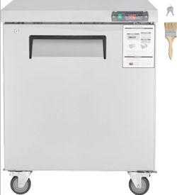 Rockitch 29" W Commercial Refrigerator Sandwich Salad Prep Table, 7.6 Cu.ft 1 Door Commercial Stainless Steel Mega Top Food Prep Fridge With 12 Pans, 