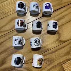 NFL Football Teams Mini Miniature Ceramic Coffee Mugs Team Logo Cups-Lot Of 10
