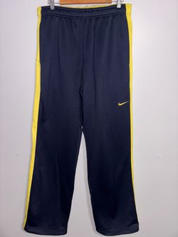 Vintage Nike Pants Men’s XL Blue Yellow Stripe Therma Fit Basketball Track Y2K