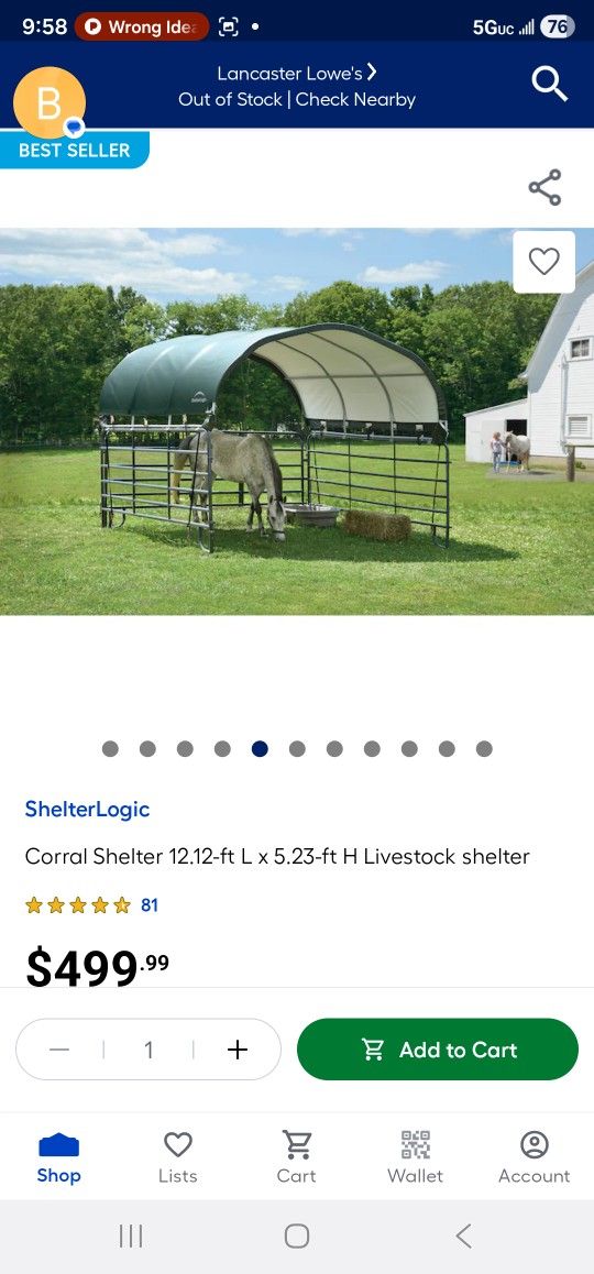 New ShelterLogic Corral Shelter 12x12'