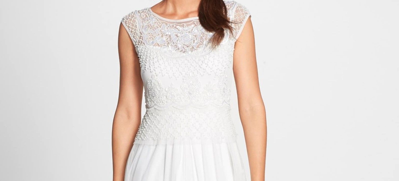 Adriana Papell Size 6 Beaded Cap Sleeve Gown, Fully Lined, Wedding/Formal