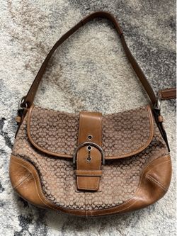 Vintage Coach Soho Signature brown Buckle Flap shoulder bag